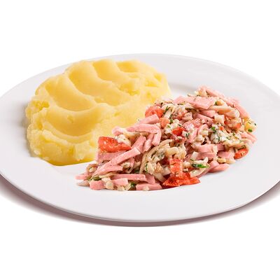 Картофельное пюре с ветчиной, сыром, помидорами в Сковородовна по цене 335 ₽