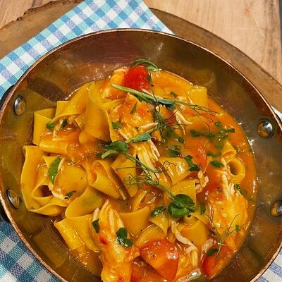 Домашние паппарделле с крабом в Christian по цене 1800 ₽