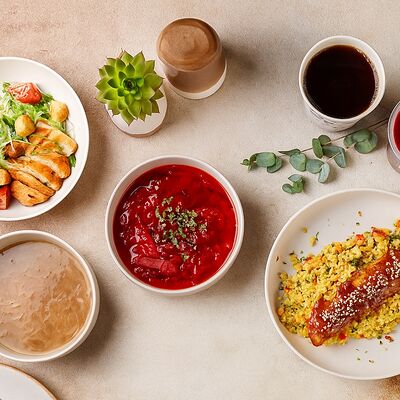 Ланч Цыпленок на булгуре + луковый суп в Kristof Coffee and Kitchen по цене 1170 ₽