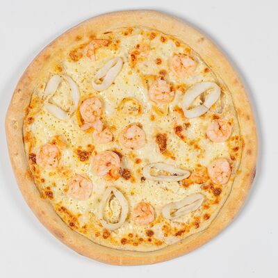 Пицца С королевской креветкой и командорским кальмаром в Итальянская Пиццерия по цене 1269 ₽