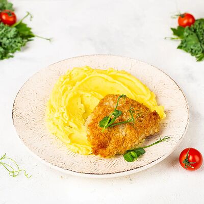 Шницель куриный с картофельным пюре в У Палыча. С пылу, с жару! по цене 365 ₽