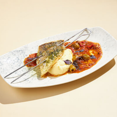 Судак с томатным рагу и картофельным пюре в Plov Project по цене 790 ₽