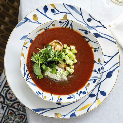 Гаспачо с креветками и страчателлой в MANANA по цене 790