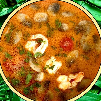 Суп Том ям с креветками большая порция в Фо Бо & Том Ям по цене 614 ₽