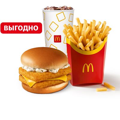 Двойной Филе-О-Фиш Большой МакКомбо в Макдоналдс по цене 303 ₽