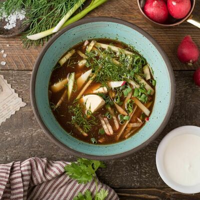 Окрошка на квасе в Баклажан в ТЦ 