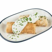 Блины с мясом и сметанным муссом в Ромбаба