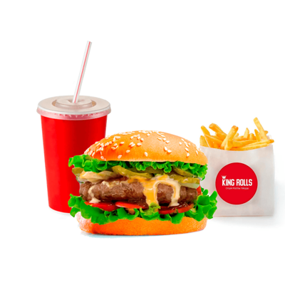 Комбо с Мясным Кинг Бургером в Кинг роллс по цене 833 ₽