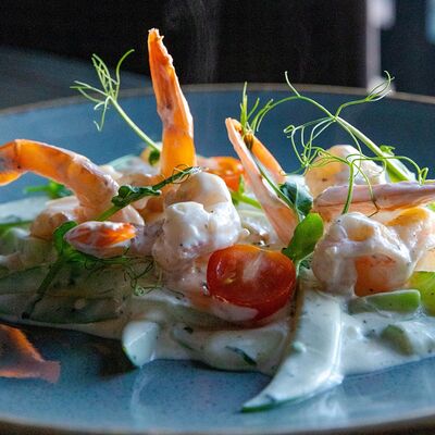 Цукини в сливочном соусе с креветками в Старый город по цене 550