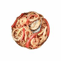 Удон с морепродуктами и овощами в Сёгун