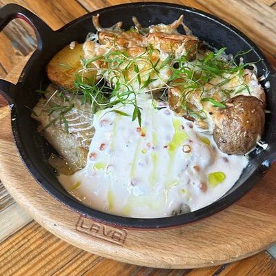 Филе судака с запечённым картофелем в Блиныпицца по цене 850 ₽