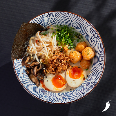 Сырный рамэн с креветочными боллами большой в ASIATIQ Ramen-Bar по цене 840 ₽