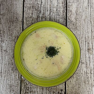 Суп из мидий и семги на сливках и молоке в Луна Рыба по цене 615 ₽