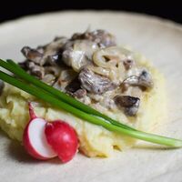 Бефстроганов с грибами и картофельным пюре в Союз