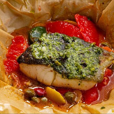 Черная треска с томатами и грейпфрутом в Галки по цене 1190 ₽