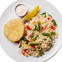 Котлета из трески с рисом и овощами в Дом еды