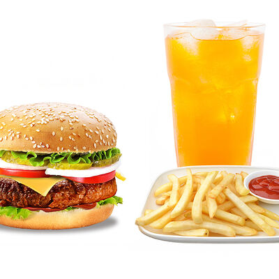 Чили стейк чизбургер + фри + напиток на выбор 0,5 в PizzBurg по цене 4200 ₸