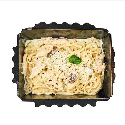 Паста с ветчиной и грибами в 4 сыра по цене 440 ₽