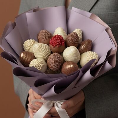 Букет Блаженство (19 шт.) в Luna-Клубника в шоколаде по цене 3990 ₽