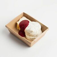 Творожная запеканка с малиновым соусом и лимонным кремом в smart day