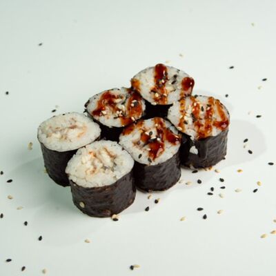 27. Малый ролл: копчёный угорь, соус унаги (6 шт.) в ЁБИСАН по цене 689 ₽