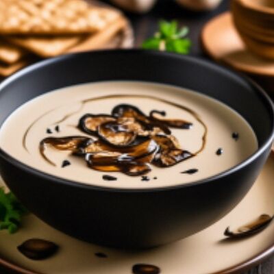 Крем-суп из шампиньонов и жареными белыми грибами в Йохан-Пивохан по цене 650 ₽