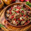 Жареная куриная печень с гранатовыми зернами в Хинкали.Хачапури по цене 360