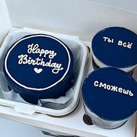 Комбо бенто + тортостаканы Happy Birthday красный бархатв Кондитерская Cakesmile
