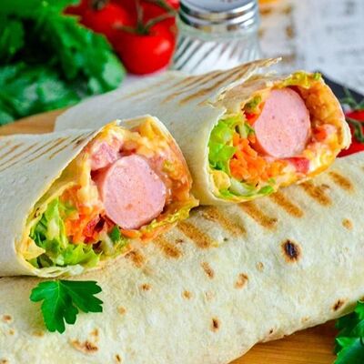 Хот-Дог Грибной в лаваше в ФастФуд 34 - Кафе на Юности по цене 330 ₽