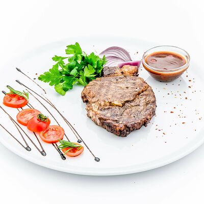 Стейк из свинины в Райский сад рест по цене 700 ₽