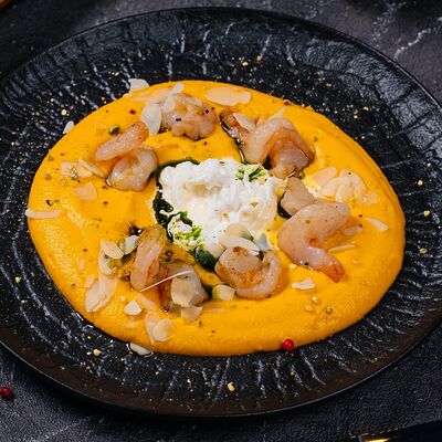 Морковный хумус с креветкамив Пламя по цене 940 ₽