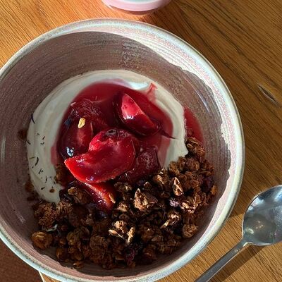 Взбитый йогурт с гранолой и сливами в Ранняя пташка по цене 580 ₽