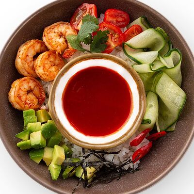 Поке с креветкой и соусом чили-манго Тропическая свежесть в ДКВКУС по цене 875 ₽