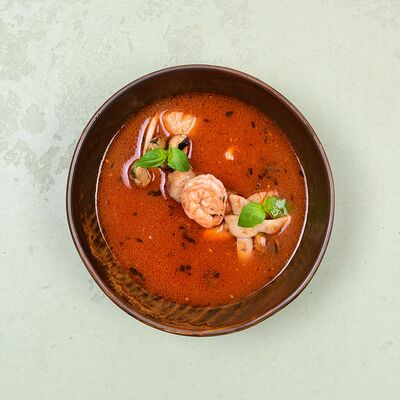 Суп Каччуко с морепродуктами в Пармезан и пури по цене 450 ₽