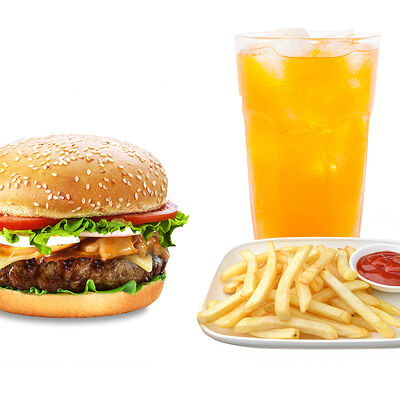 Mushroom бургер + фри + напиток на выбор 0,5 в PizzBurg по цене 3500 ₸