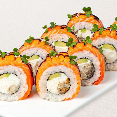 Ролл запеченный Филадельфия прайм с угрем в Суши Wok по цене 839 ₽