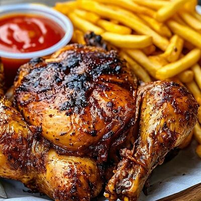 Цыплёнок на углях с картофелем Фрив Шашлычный Мир по цене 1300 ₽