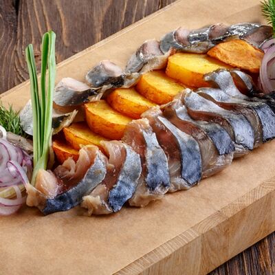 Филе сельди с картофелем в У Ханумы по цене 540 ₽