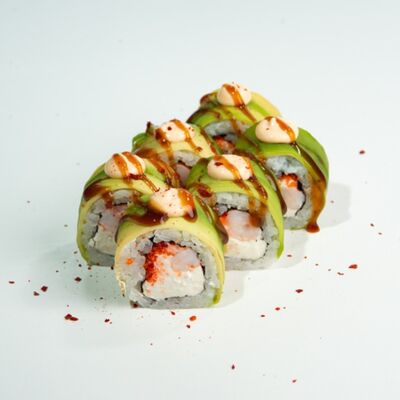 Малый ролл авокадо: креветка, сыр, тобико, унаги в ЁБИСАН по цене 779 ₽