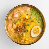 Сырный рамен с креветками в Pobo