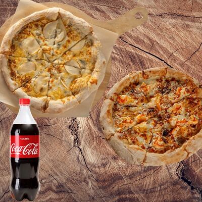 Комбо Сырный Пицца с грушей и пицца с креветкойв Mr. Плюшкин по цене 1800 ₽