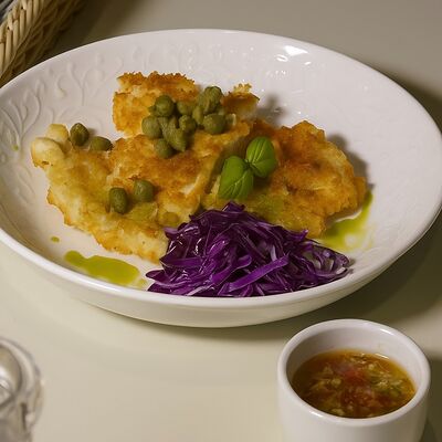 Шницель куриный с соусом в Pur Pur по цене 720 ₽