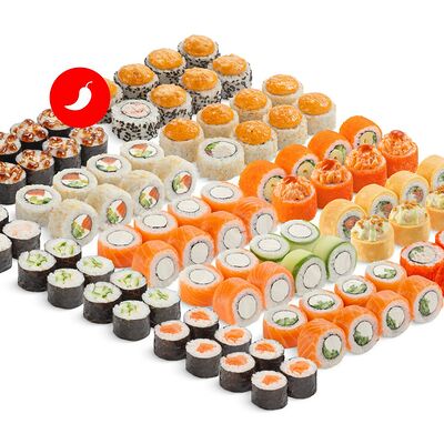 Сет Сотня Плюс со спайси соусом в MYBOX по цене 5030 ₽