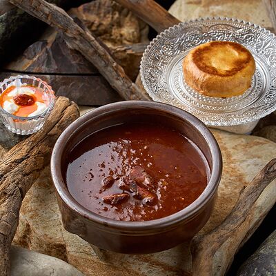 Густая похлебка с мясом на углях и картофельным пирожком в KITCHEN по цене 690 ₽