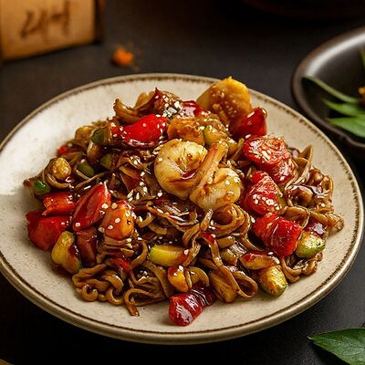 Лапша соба с курицей в Shegai Family по цене 620 ₽