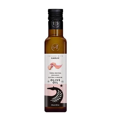 Масло оливковое Terra Delyssa Organic Extra Virgin с экстрактом чеснока в Ченто Пицца по цене 1300 ₽