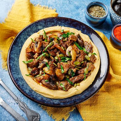 Хумус с говядиной и грибами в Греки Здесь по цене 380