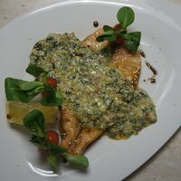Семга со шпинатом в сливочном соусе с томатами в Le Buffet
