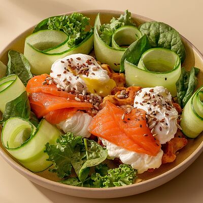 Картофельные вафли с форелью и яйцомв Комод по цене 865 ₽