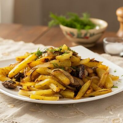 Картофель, обжаренный с грибами в Интер-Сити по цене 250 ₽